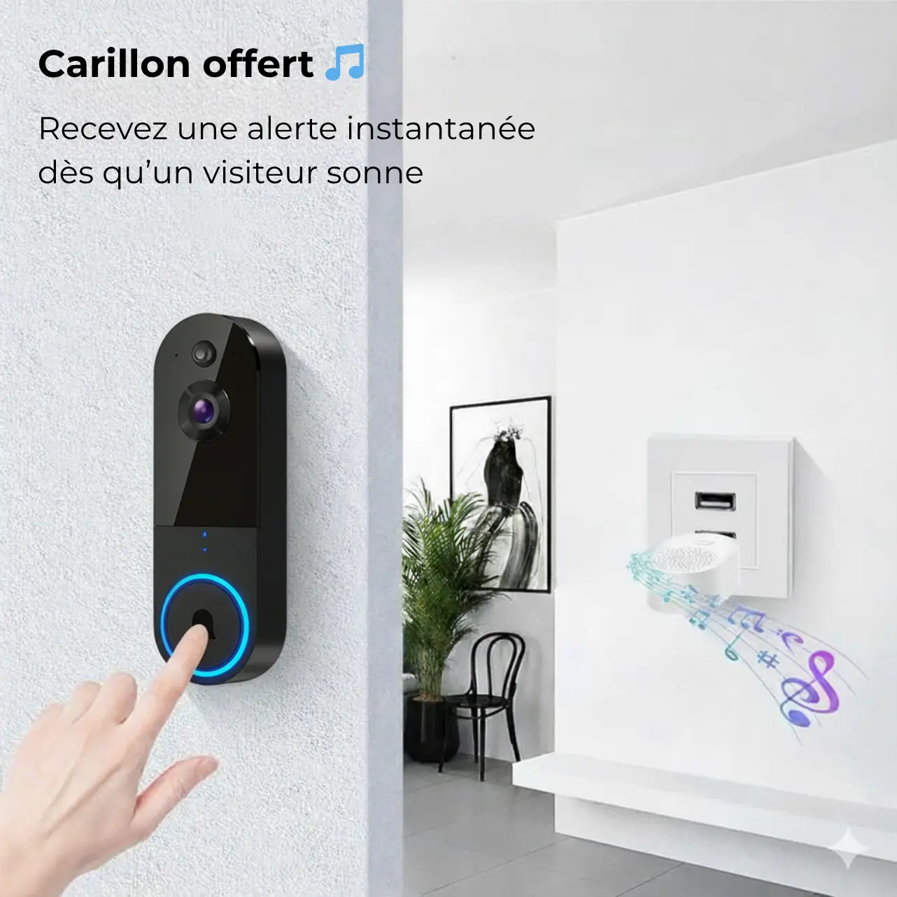 ProtectBell- Sonnette vidéo intelligente (Wi-Fi, 1080p)