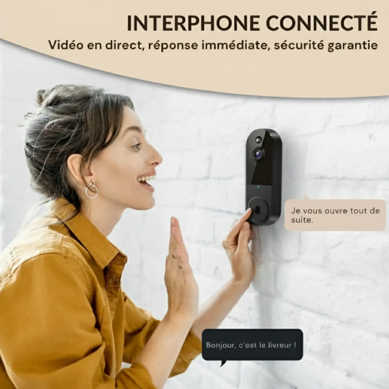 ProtectBell- Sonnette vidéo intelligente (Wi-Fi, 1080p)